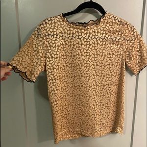 Zara crop shirt, size S, copper color with black